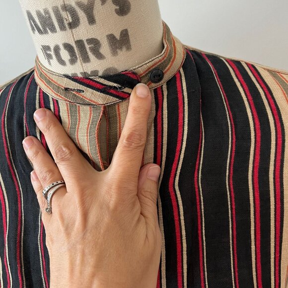 Vintage LAUREN RALPH LAUREN Silk/Linen Striped Button Up Blouse Size Petite S - Picture 4 of 6